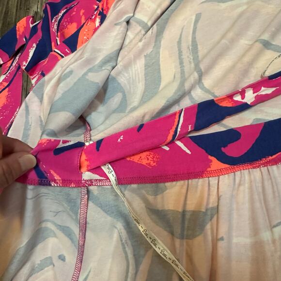 NWOT Lilly Pulitzer Amoritta Wrap Mini Dress Women Small Bomber Blue Plume Bloom - Picture 5 of 10